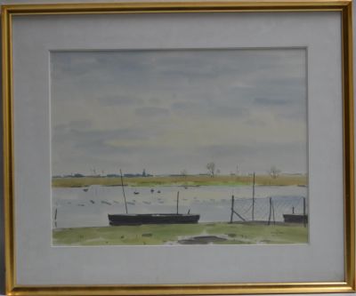 a picture of a painting of a boat in the water