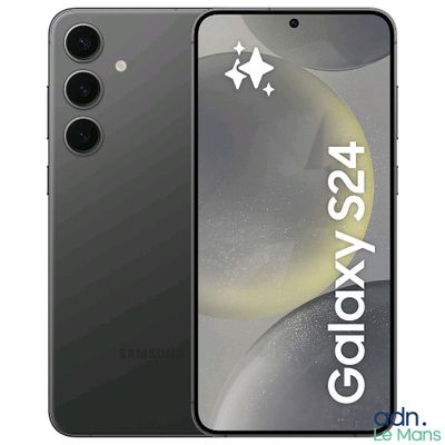 un gros plan d'un Galaxy S9 noir avec une étoile à l'écran