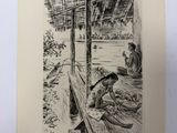une image représentant le dessin d'un homme assis sur un bateau