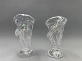 une paire de vases en verre transparent sur fond gris