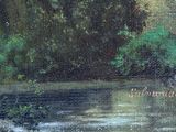 a painting of a man riding a horse in the water
