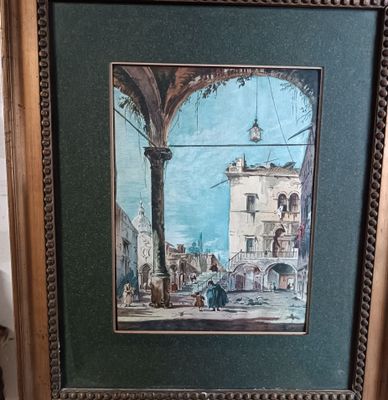 A. LALANNE " Vue d'une rue d'Espagne ".