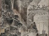 an image of a drawing of a building with people in it