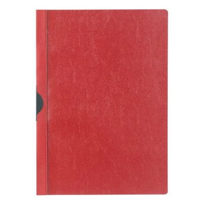 a red notebook on a white background