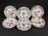 a set of six chinese porcelain plates with flowers and birds