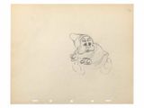 an old drawing of a cartoon character sitting on a chair