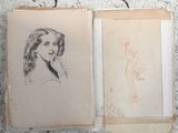 un vieux livre avec le dessin d'une femme et celui d'un homme