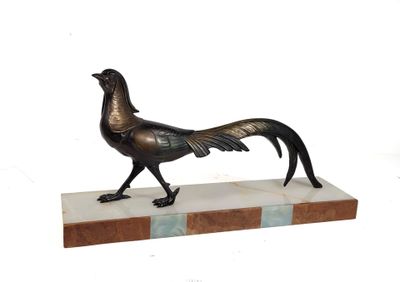 CHINE Début XXe siècle Coq faisan en bronze doré et patiné b…