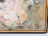 une peinture représentant une femme tenant un bébé dans ses bras