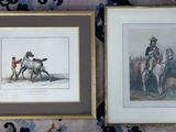 two framed pictures of a man riding a horse