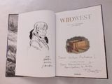 un livre sur lequel figure le dessin d'une femme tenant une boîte