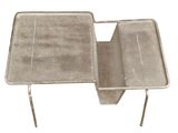 an image of a metal table with two trays on top of it