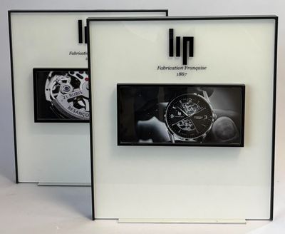two frames with a picture of a watch and a picture of a watch