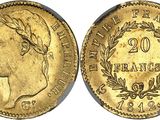 une pièce d'or sur laquelle figurent le visage d'une femme et des branches de laurier