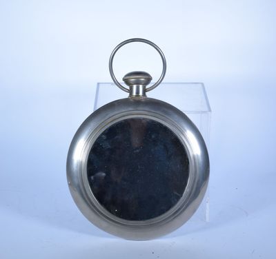 MIROIR "Montre de gousset" en métal argenté.