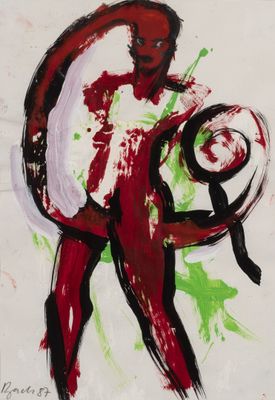 an image of a painting of a woman holding a snake