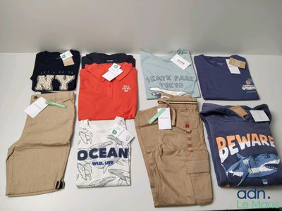 beaucoup de vêtements pour hommes exposés sur une table