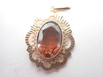 Pendenbtif en or 9ct et citrine, poids : 4,2 grs Tel, - Photo 1