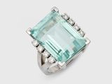 une bague aigue-marine et diamant