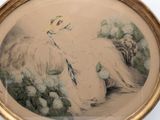 a picture of a painting of a woman sitting in a chair