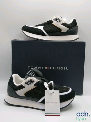 tommy hilfiger black and white sneakers