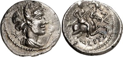 a silver coin with an image of a woman on it