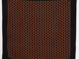 a black and orange scarf with a pattern on it