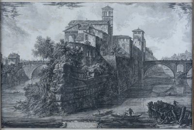 dessin représentant un château avec un pont et une calèche