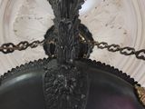 a lamp that is hanging from the ceiling in the room
