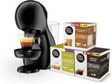 a black coffee machine with a cup of coffee next to it