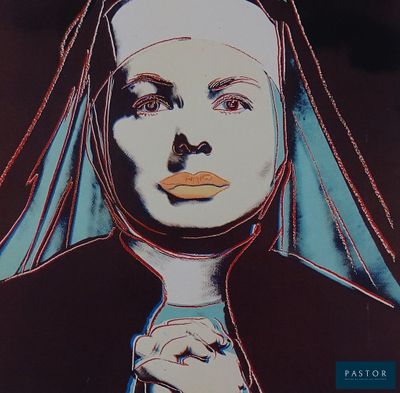 tableau représentant une religieuse en habit, aux lèvres jaunes