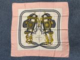 pink and black square scarf with a picture of a pair of boxing gloves on it