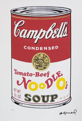 campbell ' s tomato beef noodle soup by andy warhol