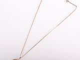 a gold necklace with a coin on a chain on a white background