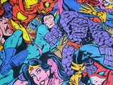 marvel comics fabric by the yard with a bunch of characters on it