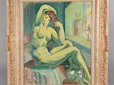 une image d'un tableau représentant une femme assise sur un lit