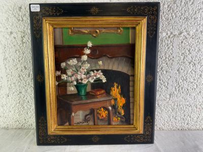une photo d'un tableau représentant des fleurs posées sur une table
