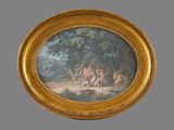 painting of a painting of a group of people in a wooded setting