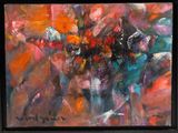 abstract painting of a group of people in a group of different colors