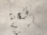 un dessin représentant le visage d'une femme aux yeux fermés