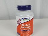 une bouteille de « Now Biocell Collager » posée sur une table