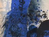 an image of a painting with blue and black paint on it