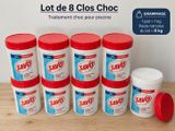 six pots de Savo posés sur une table en bois, avec un couvercle rouge