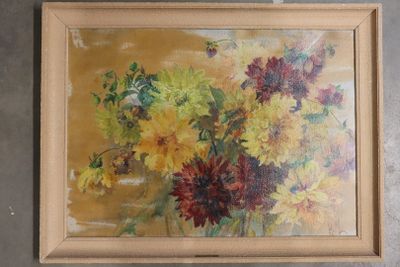 a picture of a painting of flowers in a vase