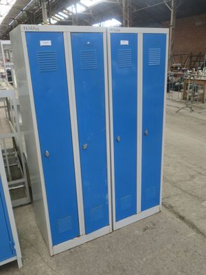 2 armoires vestiaires 2 portes beige et bleu 60x50xh180, Mis… - Photo 1