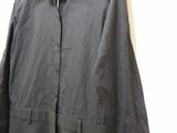 an image of a black coat hanging on a hanger