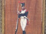 painting of a man in uniform holding a rifle in a gold frame