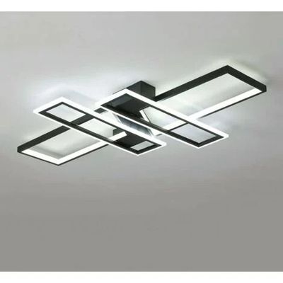 1 plafonnier LED en métal noir - 3 rectangles - avec télécom…