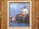 painting of a view of venice from the grand canal in a gold frame