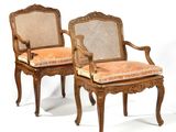 pair of louis xvi style cane back armchairs